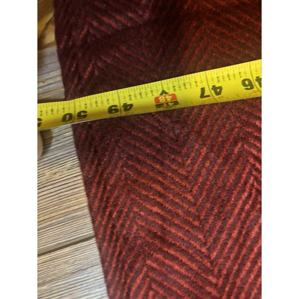 Pottery Barn‎ Herringbone Throw Blanket Butgundy 50 x 62 in Acrylic Fringe Soft